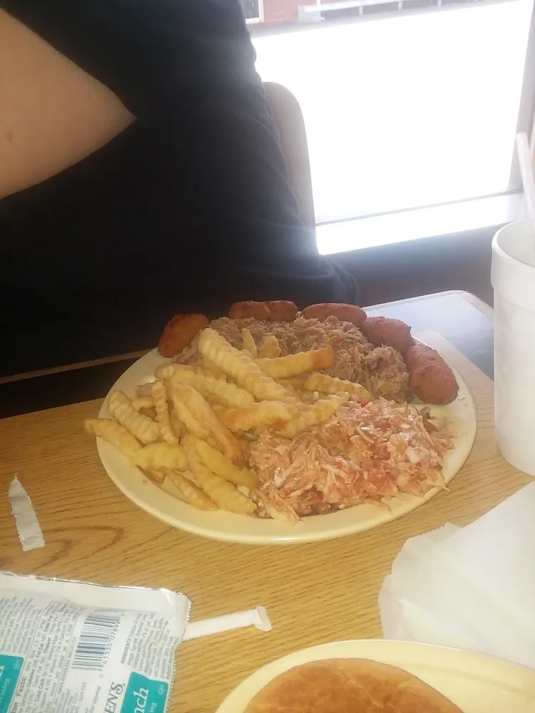 BBQ and Slaw and French Fries